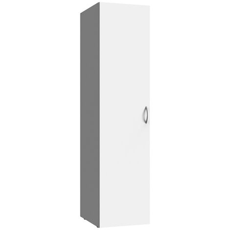 Armoire de rangement en bois mélamine coloris blanc - longueur 30 x hauteur 185 x profondeur 54 cm
