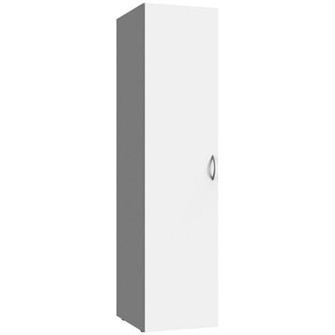 Armoire de rangement en bois mélamine coloris blanc - longueur 40 x hauteur 185 x profondeur 54 cm
