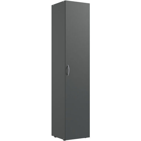 Armoire de rangement en bois mélamine coloris graphite - longueur 30 x hauteur 185 x profondeur 54 cm