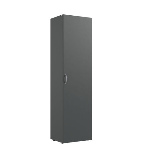 Armoire de rangement en bois mélamine coloris graphite - longueur 45 x hauteur 185 x profondeur 54 cm