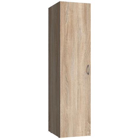 Armoire de rangement en bois mélamine coloris imitation chêne - longueur 30 x hauteur 185 x profondeur 54 cm
