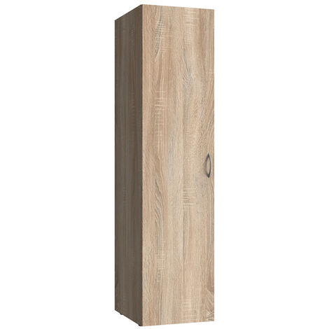 Armoire de rangement en bois mélamine coloris imitation chêne - longueur 40 x hauteur 185 x profondeur 54 cm