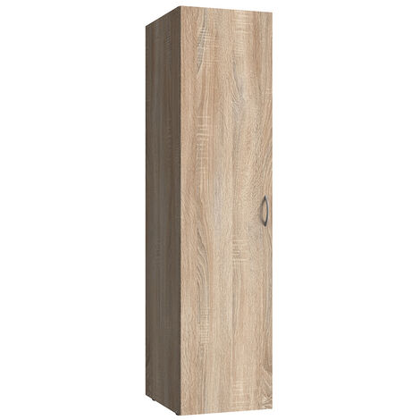 Armoire de rangement en bois mélamine coloris imitation chêne - longueur 45 x hauteur 185 x profondeur 54 cm