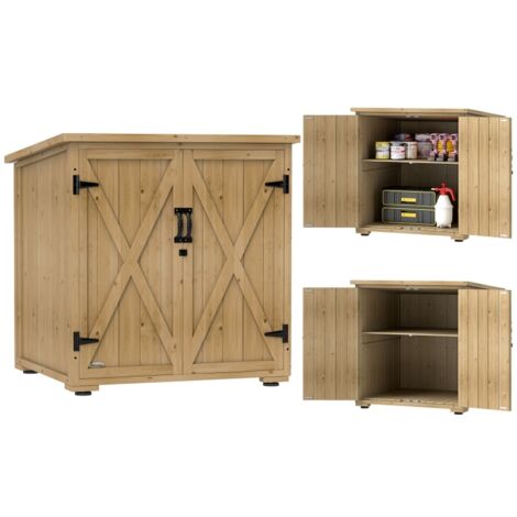 Armoire de rangement en bois pour le jardin, Double Porte étagère réglable et Toit bitumé bois sapin