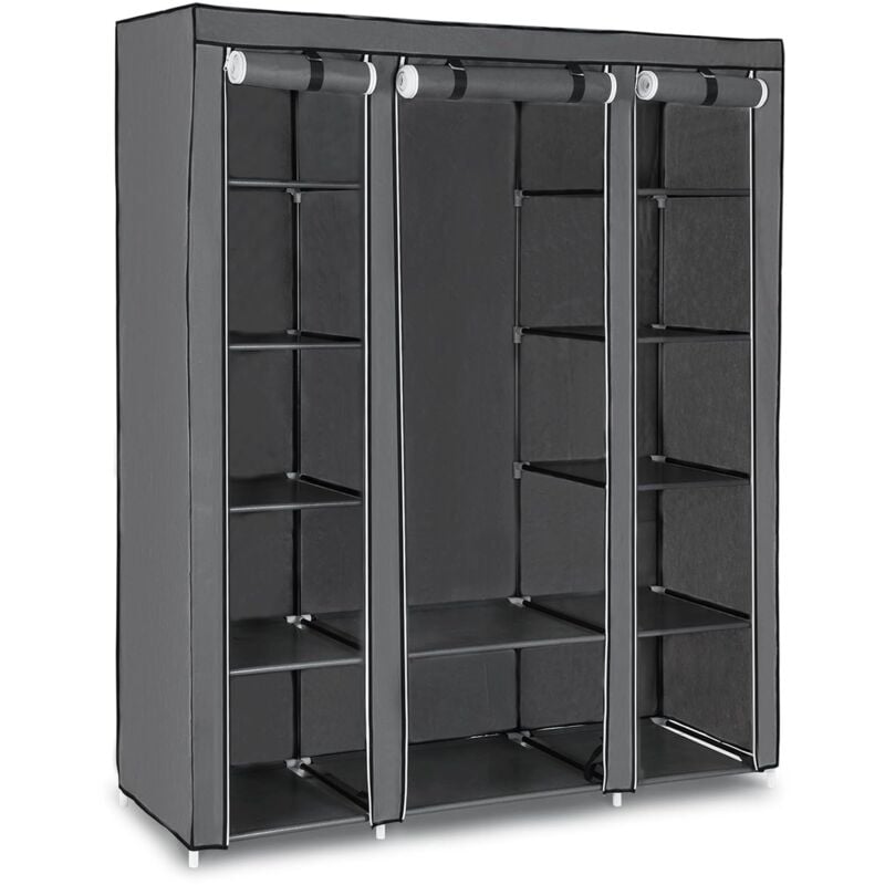 Armoire de Rangement, Penderie Pliable en Tissus, Garde-Robe, avec Tringle, étagères, Housse en Tissu Non-tissé, pour Chambre, vestiaire, 150 x 45 x