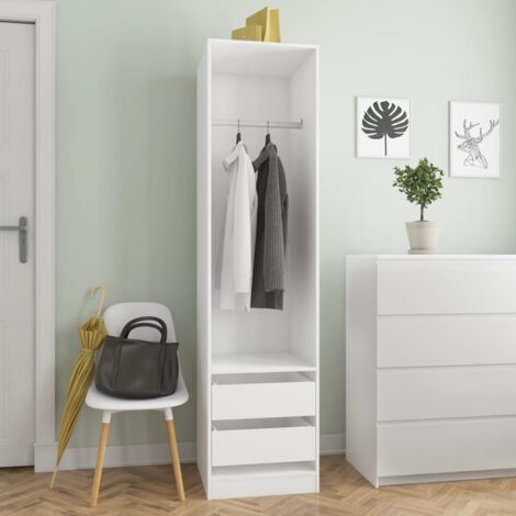 Armoire de rangement Garde-robe  Armoire de chambre avec tiroirs Blanc 50x50x200 cm Bois d'ingénierie 94233