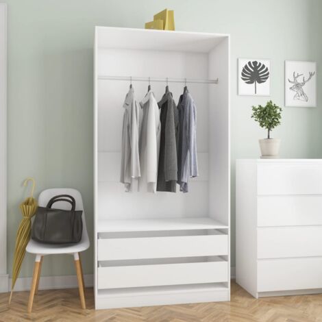 Armoire de rangement Garde-robe  Armoire de chambre Blanc 100x50x200 cm Bois d'ingénierie 98604