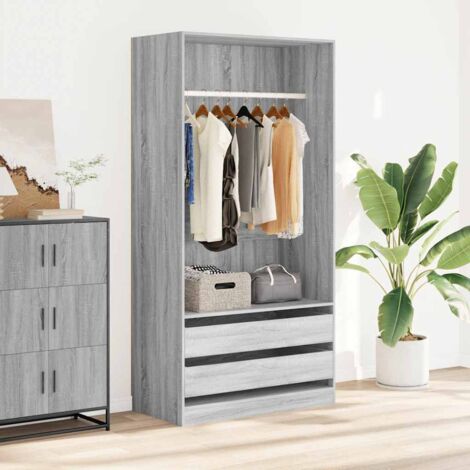 Armoire de rangement Garde-robe Armoire de chambre Sonoma gris 100x50x200 cm Bois d'ingénierie 24192