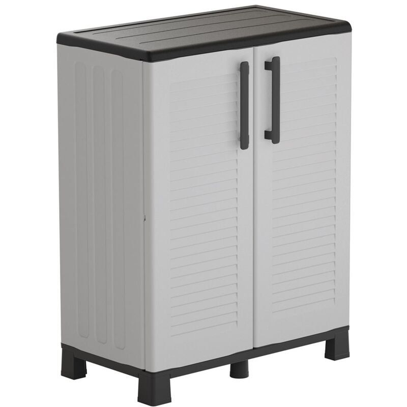 Intec - Armoire de rangement Gris 68 x 37 x 90cm Meuble de rangement Intérieur Exterieur 2 portes 2 Etagères Charnière acier