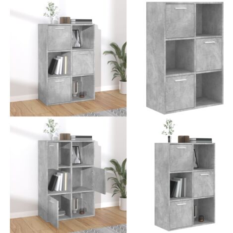 Armoire de rangement Gris béton 60x29,5x90 cm Bois d'ingénierie - Bibliothèque - Étagère - Meuble De Rangement - Bibliothèque Design - Rangement Intérieur - Home & Living