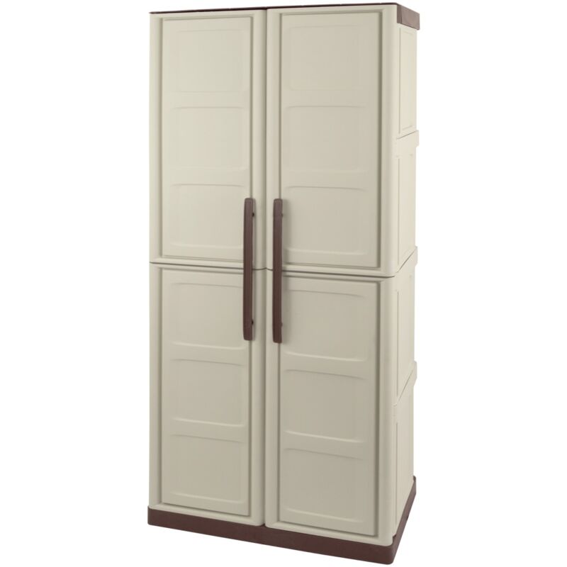 Armoire de rangement haute 2 portes 3 étagères - 70 x 39 x 165 cm - Armoire Intérieur/Exterieur Résistante INTEC