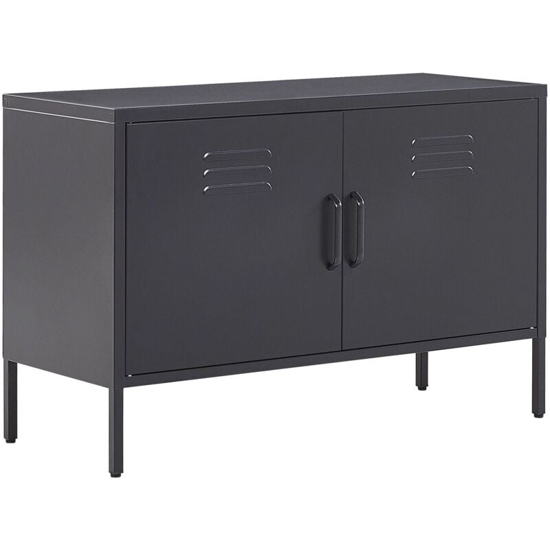 Beliani - Buffet Moderne Industriel en Acier Noir Durable et Design avec 2 Portes