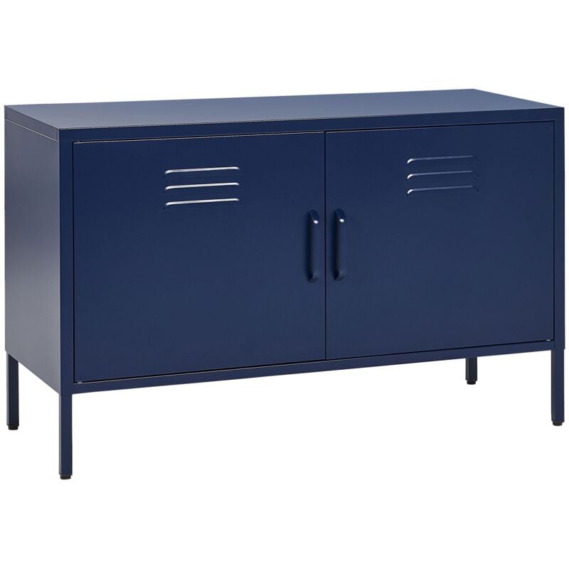 Beliani - Buffet en Métal Bleu Marin à 2 Portes à Fentes 1 Etagère Mobilier de Bureau Industriel Uria