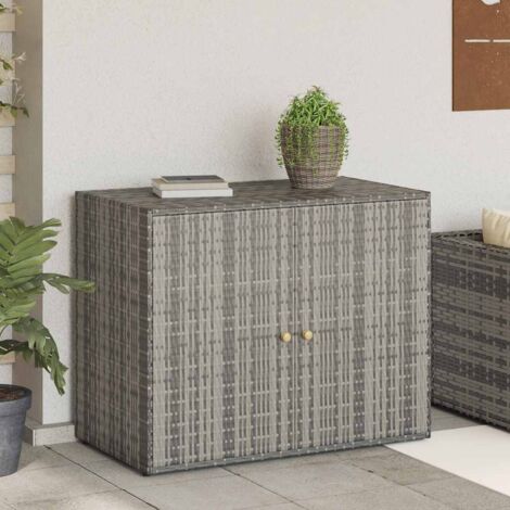 Armoire de rangement jardin  Coffre de rangement Gris 100x55,5x80 cm Résine tressée 43168