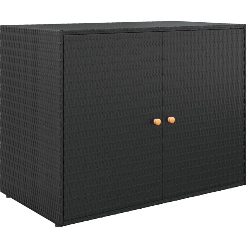 Armoire de rangement jardin Design moderne, Armoire Etagère de rangement, Noir 100x55,5x80 cm Résine tressée OIB8730E