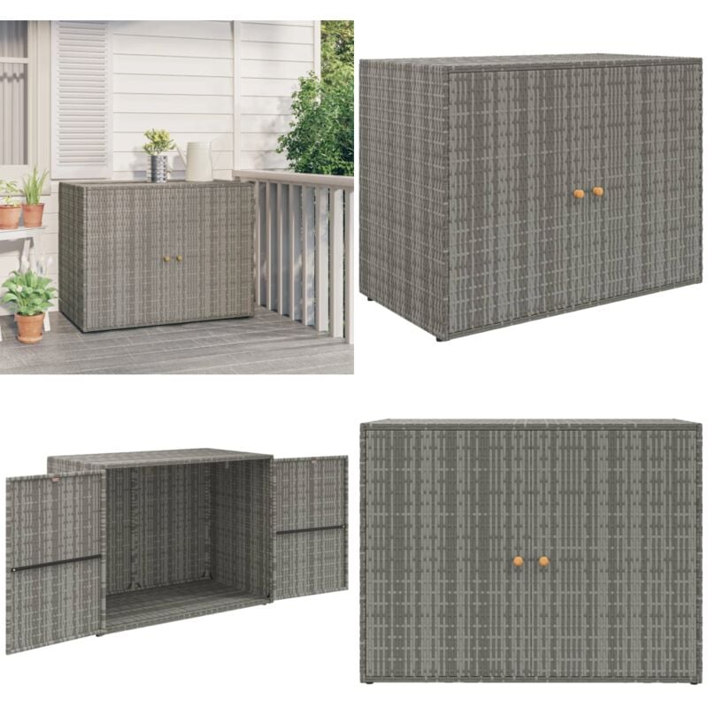 Armoire de rangement jardin Gris 100x55,5x80 cm Résine tressée - Meuble De Jardin - Armoire De Rangement Extérieur - Abri De Jardin - Rangement