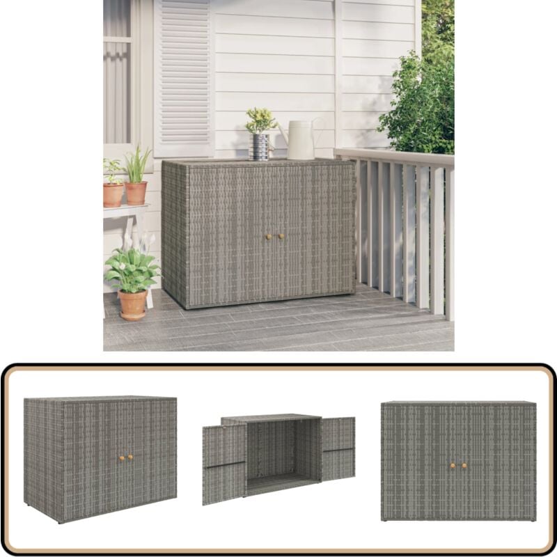 Armoire de rangement jardin Gris 100x55,5x80 cm Résine tressée - Meuble De Jardin - Armoire De Rangement Extérieur - Abri De Jardin - Rangement