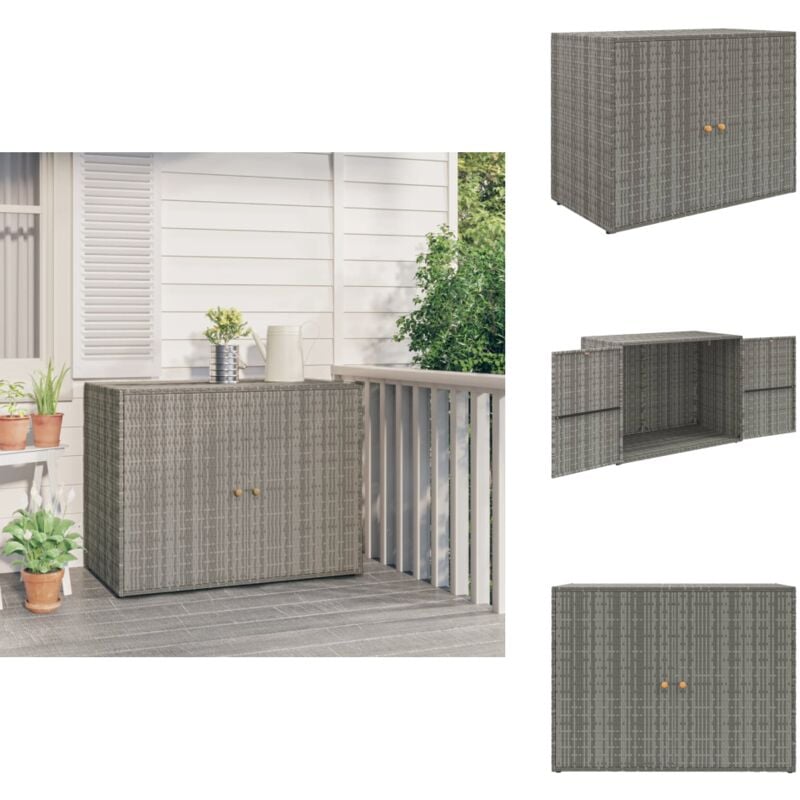Armoire de rangement jardin Gris 100x55,5x80 cm Résine tressée - Meuble De Jardin - Armoire De Rangement Extérieur - Abri De Jardin - Rangement