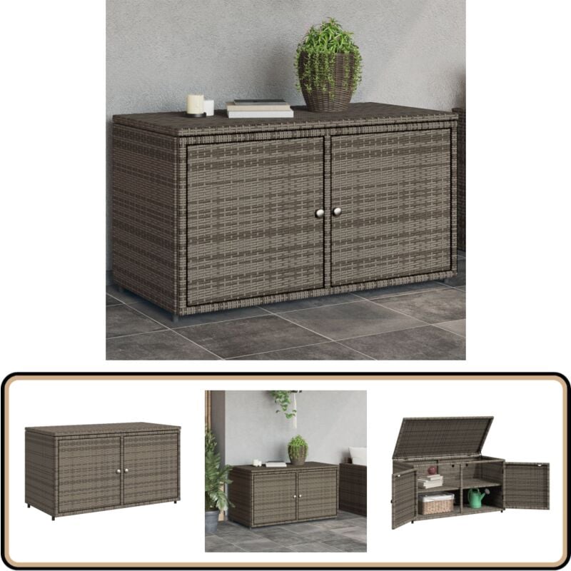 Vidaxl - Armoire de rangement jardin gris 110x55x60,5 cm résine tressée - Meuble De Jardin - Coffre De Jardin - Rangement Exterieur - Armoire De
