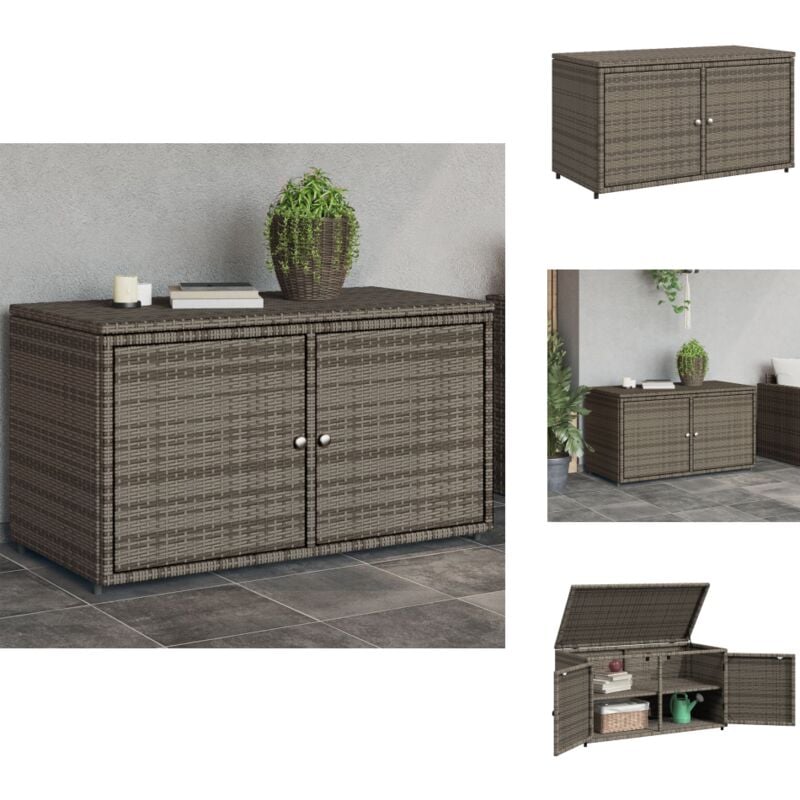 Armoire de rangement jardin gris 110x55x60,5 cm résine tressée - Meuble De Jardin - Coffre De Jardin - Rangement Exterieur - Armoire De Jardin