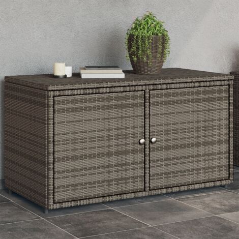Armoire de rangement jardin gris 110x55x60,5 résine tressée