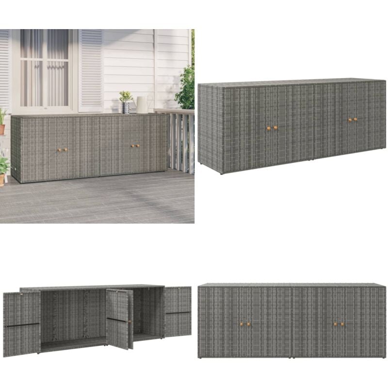 Armoire de rangement jardin Gris 198x55,5x80 cm Résine tressée - Meuble De Jardin - Armoire De Rangement Extérieur - Abri De Jardin - Rangement