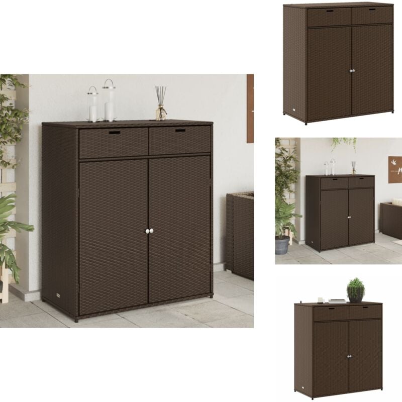 Armoire de rangement jardin marron 105x55x113 cm résine tressée - Meuble De Jardin - Coffre De Jardin - Rangement Extérieur - Armoire De Jardin