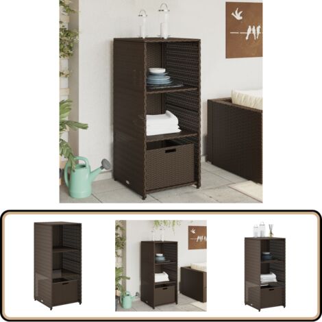 Armoire de rangement jardin marron 50x55x115 cm résine tressée - Meuble De Jardin - Coffre De Jardin - Rangement Extérieur - Armoire De Jardin - Résine Tressée
