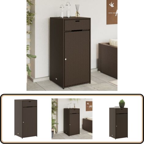 Armoire de rangement jardin marron 55x55x111 cm résine tressée - Coffre De Jardin - Armoire De Rangement Extérieur - Rangement Jardin - Mobilier De Jardin - Coffre De Jardin Design
