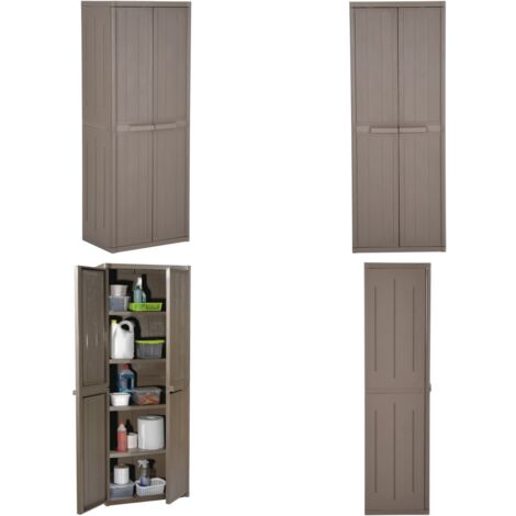 Armoire de rangement jardin Marron 65x45x172 cm PP Aspect bois - Armoire De Rangement - Meuble De Rangement - Armoire Exterieur - Armoire Jardin - Mobilier Extérieur - Home & Living