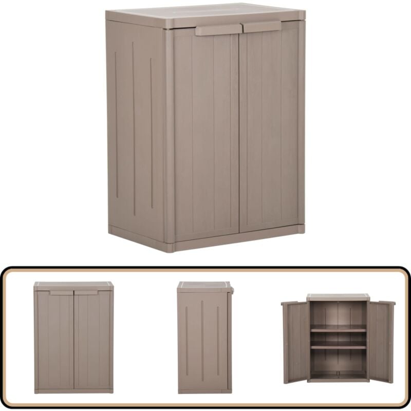 Armoire de rangement jardin Marron 65x45x88cm pp Aspect de bois - Meuble De Rangement - Armoire De Rangement - Armoire Extérieur - Meuble De Jardin