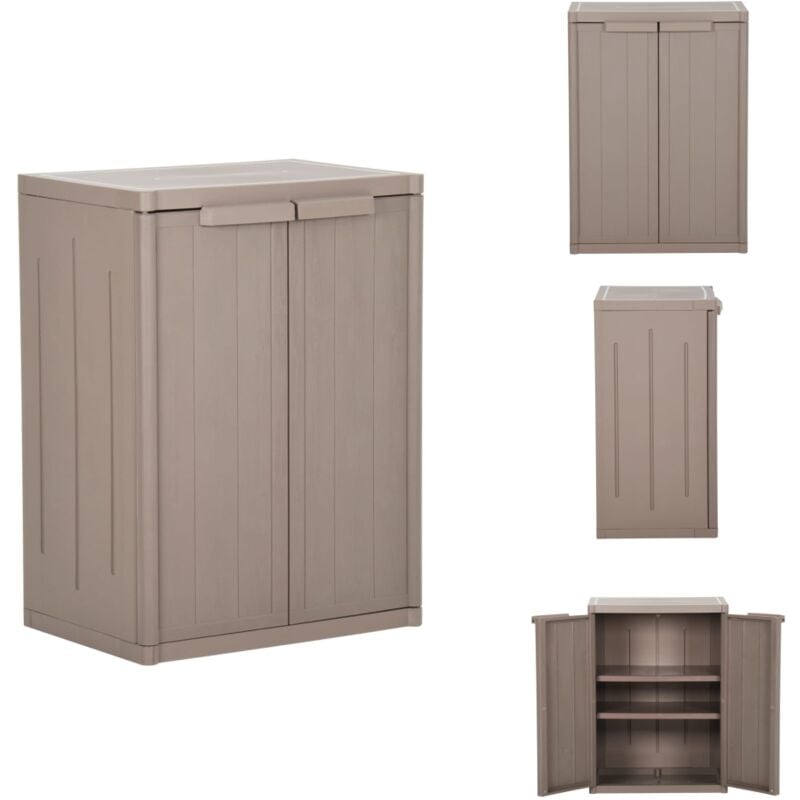 Armoire de rangement jardin Marron 65x45x88cm pp Aspect de bois - Meuble De Rangement - Armoire De Rangement - Armoire Extérieur - Meuble De Jardin
