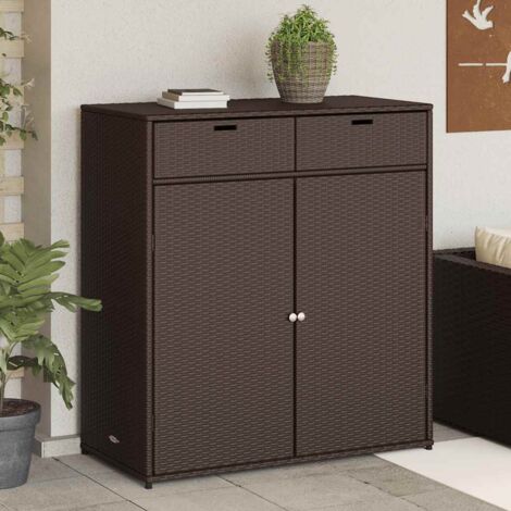 Armoire de rangement jardin-Meuble de stockage marron 105x55x113 cm résine tressée 274947