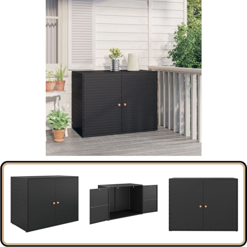 Armoire de rangement jardin Noir 100x55,5x80 cm Résine tressée - Meuble De Jardin - Armoire De Rangement Extérieur - Abri De Jardin - Rangement