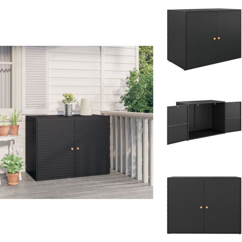 Armoire de rangement jardin Noir 100x55,5x80 cm Résine tressée - Meuble De Jardin - Armoire De Rangement Extérieur - Abri De Jardin - Rangement