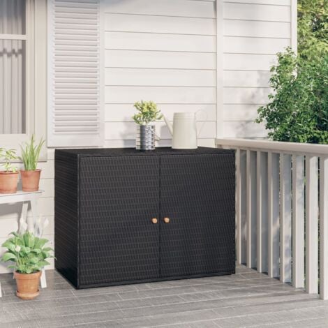 vidaXL Armoire de rangement jardin Noir 100x55,5x80 cm Résine tressée