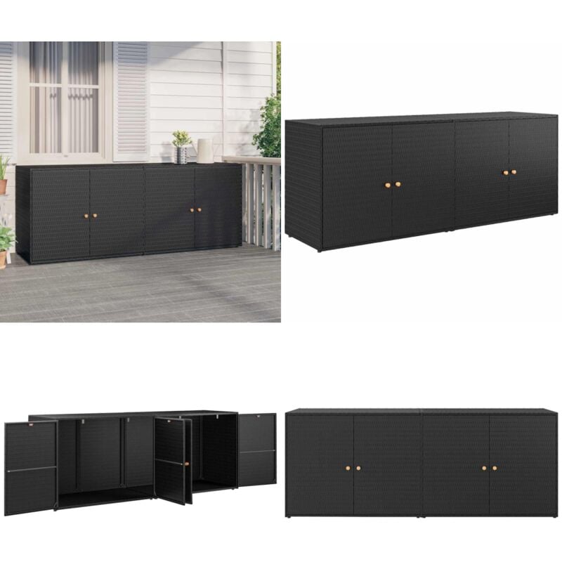 Armoire de rangement jardin Noir 198x55,5x80 cm Résine tressée - Meuble De Jardin - Armoire Extérieure - Rangement Extérieur - Abri De Jardin