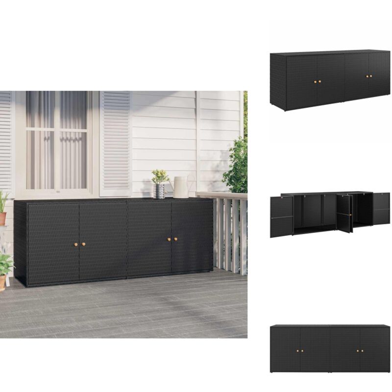 Armoire de rangement jardin Noir 198x55,5x80 cm Résine tressée - Meuble De Jardin - Armoire Extérieure - Rangement Extérieur - Abri De Jardin