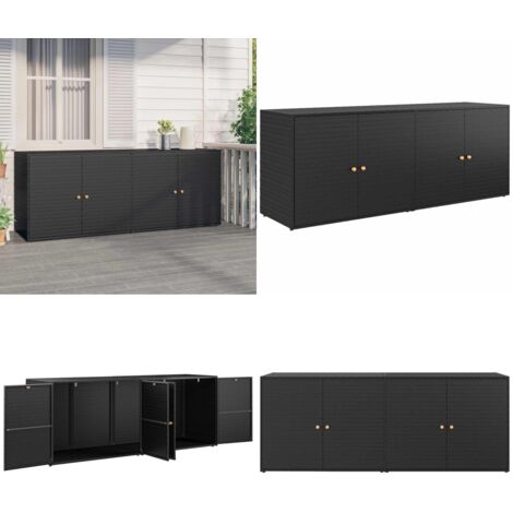 Armoire de rangement jardin Noir 198x55,5x80 cm Résine tressée - Meuble De Jardin - Armoire Extérieure - Rangement Extérieur - Abri De Jardin - Meuble En Résine Tressée - Home & Living
