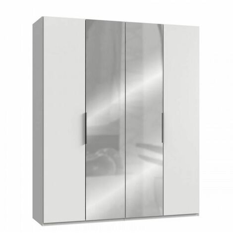 Armoire de rangement LISBETH 2 portes blanc 2 miroirs 200 x 236 cm hauteur - blanc