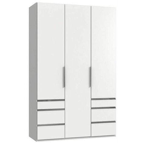 Armoire de rangement LISBETH 3 portes 6 tiroirs blanc 150 x 236 cm hauteur - blanc