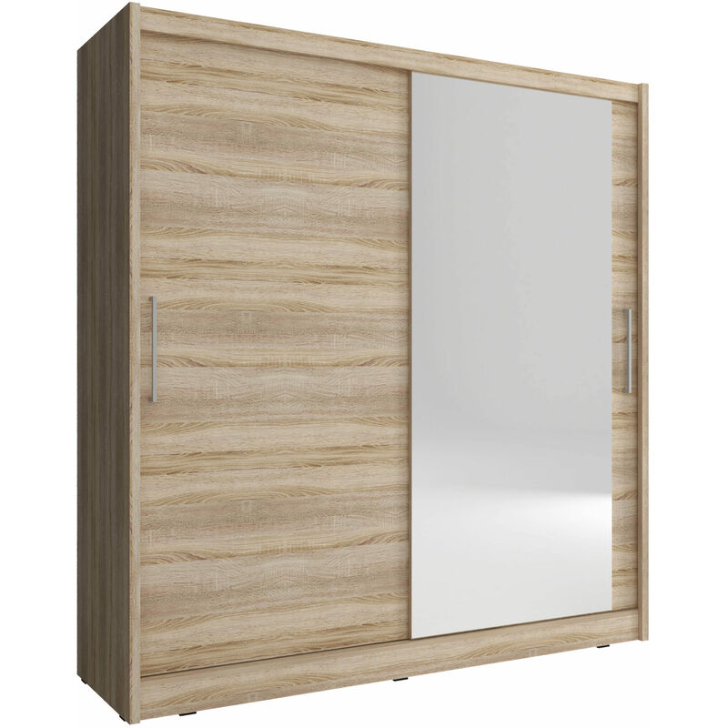 Armoire de rangement MAJA I 200 cm 2 Portes Coulissantes Miroir Chêne Sonoma
