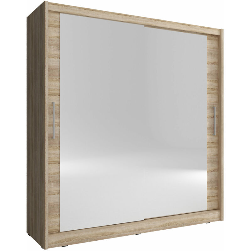 Bim Furniture - Armoire de rangement maja vi 180 cm 2 Portes Coulissantes Miroir Chêne Sonoma
