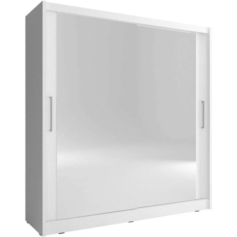 Bim Furniture - Armoire de rangement maja vi 180 cm 2 Portes Coulissantes Miroir Blanc Mat