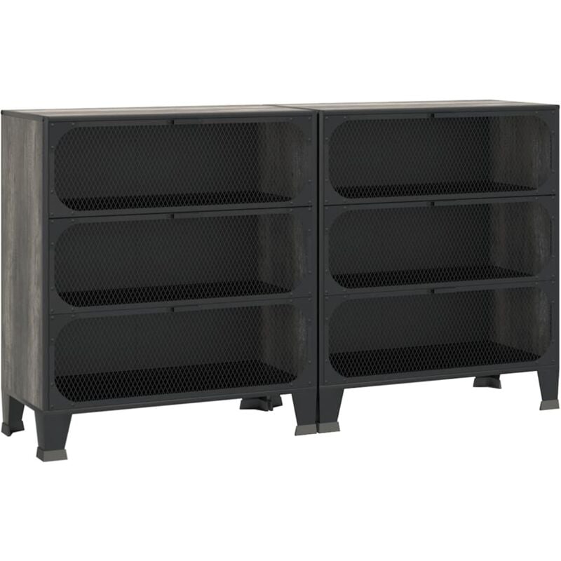 Vidaxl - Armoires de rangement 2 pcs Gris 72x36x82 cm Métal et mdf