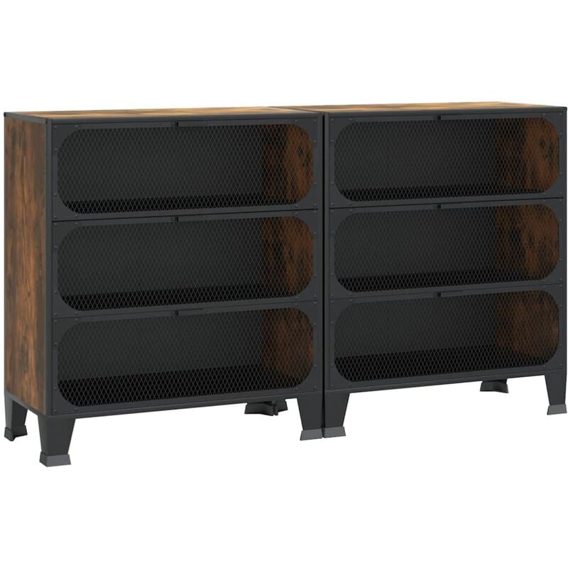 Armoires de rangement 2 pcs Marron 72x36x82 cm Métal et MDF vidaXL