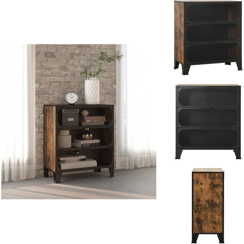 Armoire de rangement Marron rustique 72x36x82 cm Métal et mdf - Meuble De Rangement - Armoire De Rangement - Meuble Industriel - Armoire Métallique