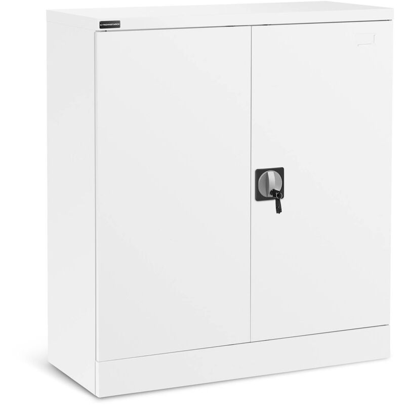 Armoire De Rangement Métallique Meuble Bureau Verrouillable Acier 102cm Blanc
