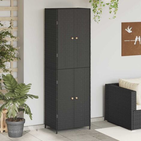 Armoire de rangement  Meuble de rangement de jardin Noir 59x40x180 cm Résine tressée RTJEX650989