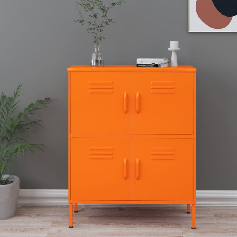 armoire de rangement meuble de rangement - style contemporain orange 80x35x101,5 cm acier bv612611